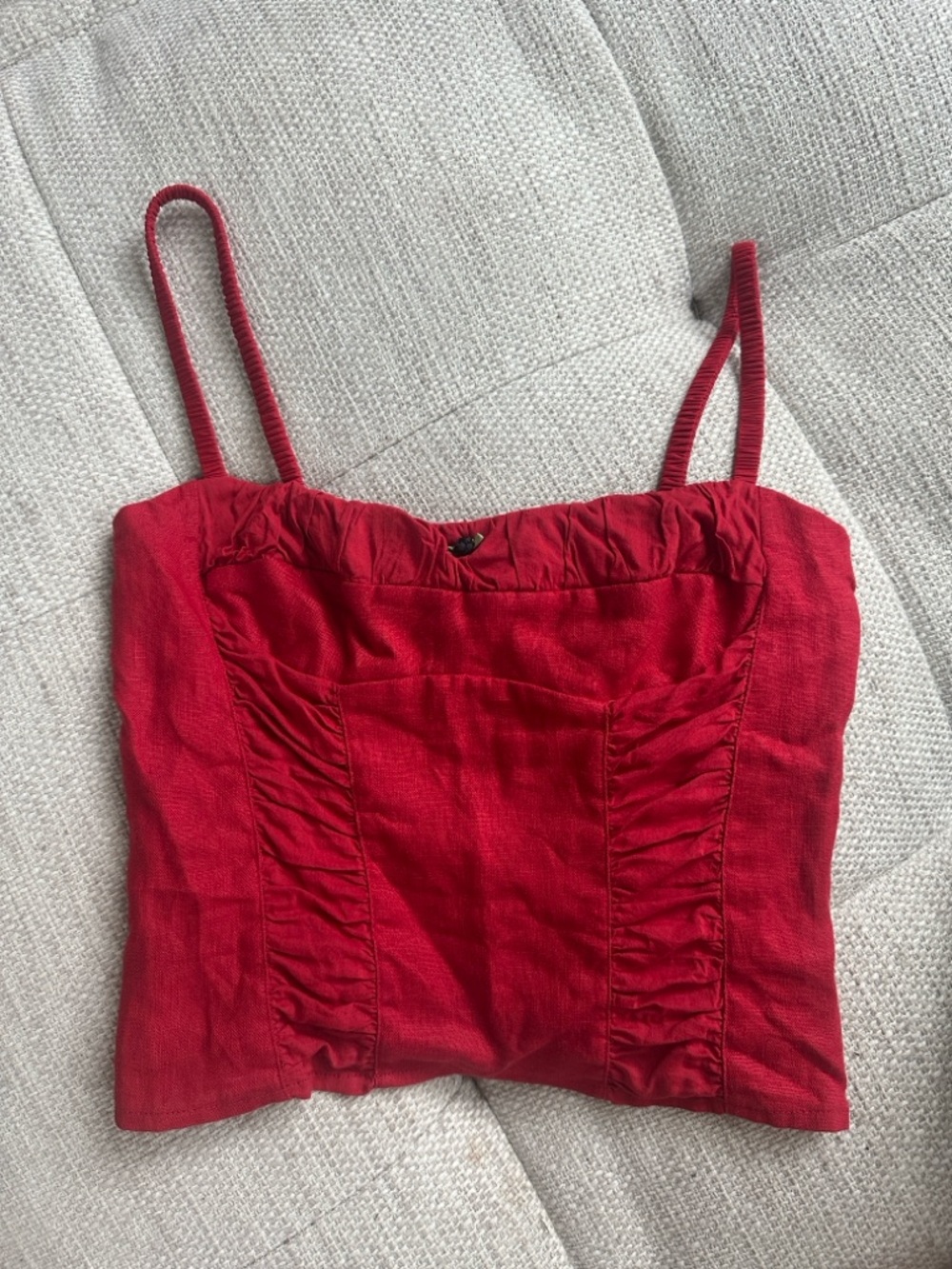 Reformation Emery Linen Top in Lipstick